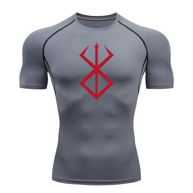 Anime Berserk Compression Tshirt Men'S Rashgard Tops Short Sleeves Second Skin Bodybuilding T-Shirt Quick Dry Tight Shirt Men