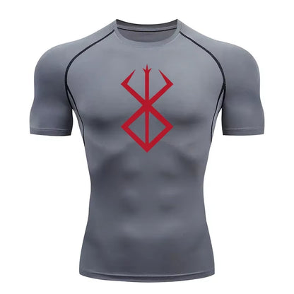 Anime Berserk Compression Tshirt Men'S Rashgard Tops Short Sleeves Second Skin Bodybuilding T-Shirt Quick Dry Tight Shirt Men
