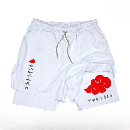 Naruto Anime 2-In-1 Sports Shorts Running Training Gym Fitness Quick-Drying Breathable Shorts Comfortable Tight Men and Women